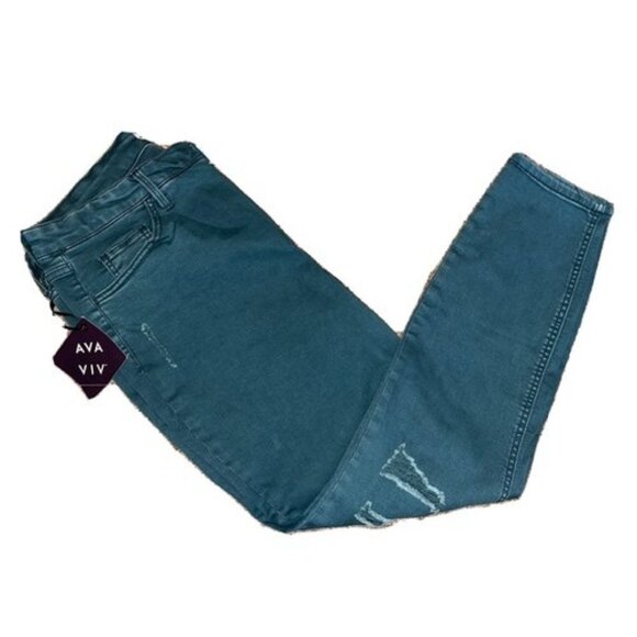 Ava And Viv High Rise Skinny Teal Green Pants Jeans Womens Plus Sz 16W NWT - Picture 1 of 5